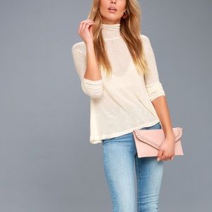 Free People Cream Weekend Snuggles Turtleneck Sweater